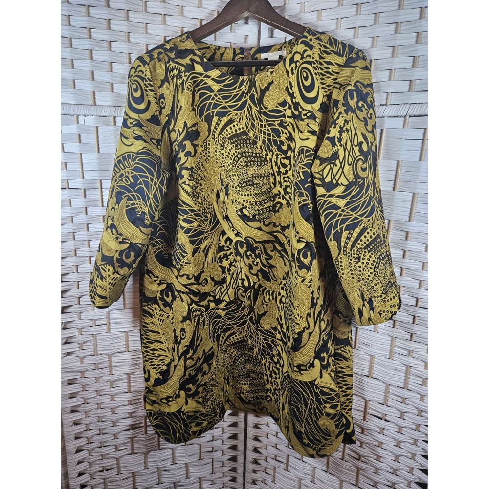 H & M Womens Paisley Tunic Minidress S 14 Boho Artsy Hippie Retro *flaw*
